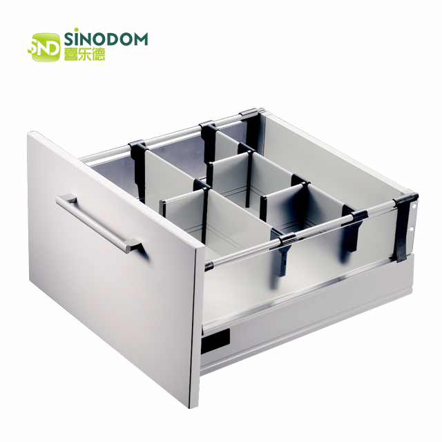 FB Type Slim drawer（Round rod with dividing panels and heightening glass sidepanels）（185mm）
